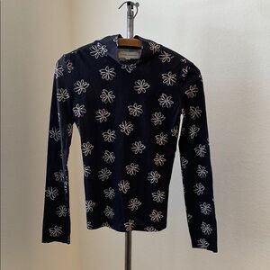 Kerri Rosenthal Black and Cream Turtleneck Floral quirky eclectic Anthropologie